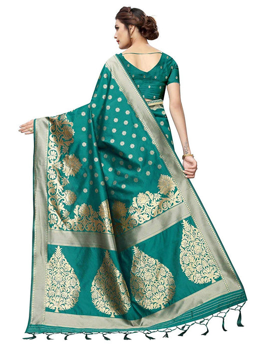 Turquoise Color Poly Silk Saree