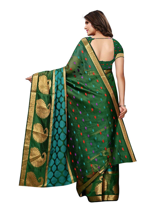 Green Color Chanderi Silk Saree only in Bigswipe