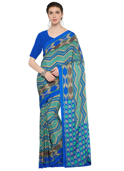 Blue, Multi Color Crepe Saree only in Bigswipe