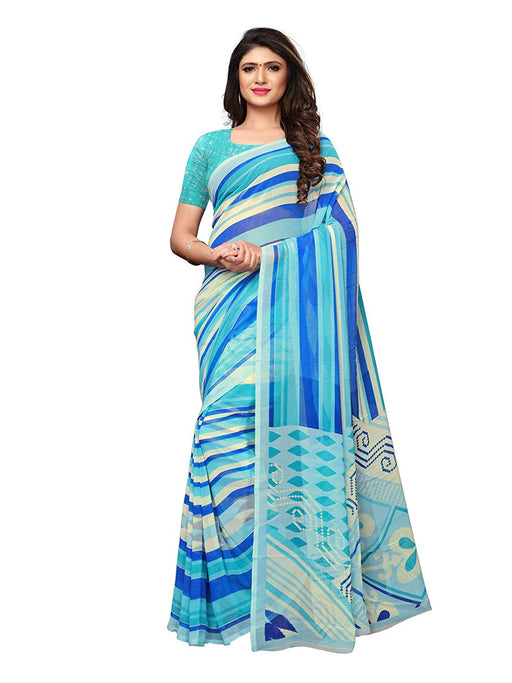 Blue, Multi Color Georgette Saree only in Bigswipe