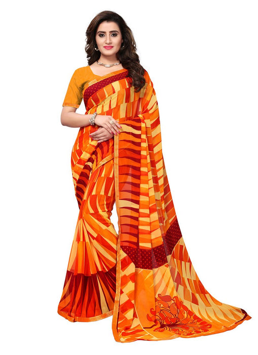 Orange, Multi Color  Georgette Saree only in Bigswipe