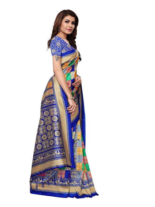 Blue, Multi Color Poly Silk Saree only in Bigswipe