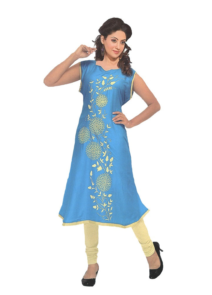 Blue Printed Anarkali Flared Kurti only in Bigswipe