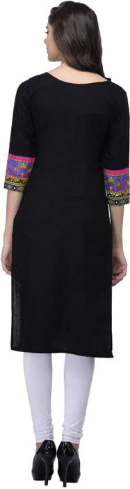 Women's Printed Cotton Knee Length Casual White Kurta