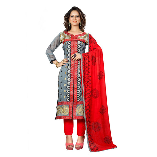 Chanderi Fabric Grey Color Dress Material only in Bigswipe