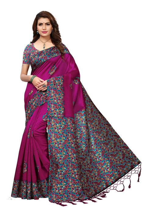 Magenta, Multi Color  Art Silk Saree only in Bigswipe