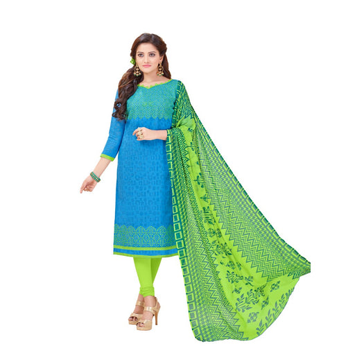 Cotton Jacquard Fabric Sky Blue Color Dress Material only in Bigswipe