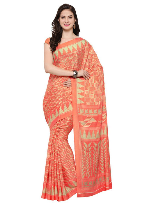 Orange,Beige Color Crushed Georgette Saree only in Bigswipe