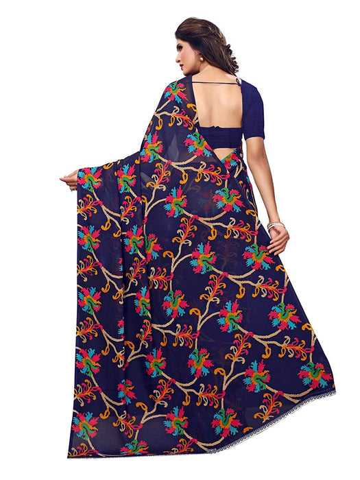 Navy Blue, Multi Color Georgette Saree only in Bigswipe