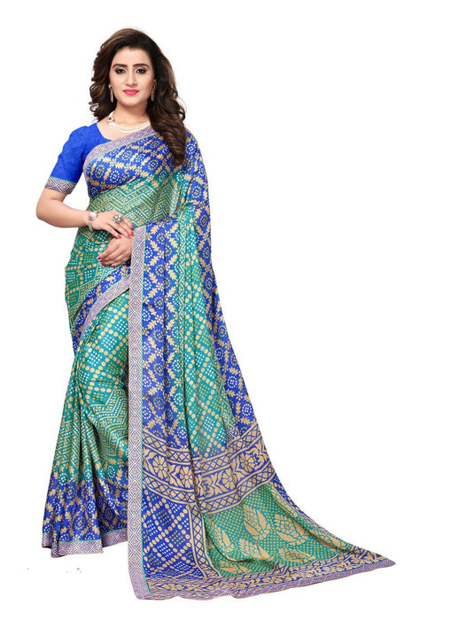 Beige, Turquoise, Blue Color  Crushed Georgette Saree only in Bigswipe