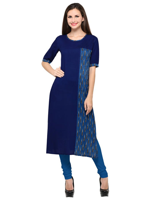 Navy Blue Color Printed Rayon Kurti only in Bigswipe