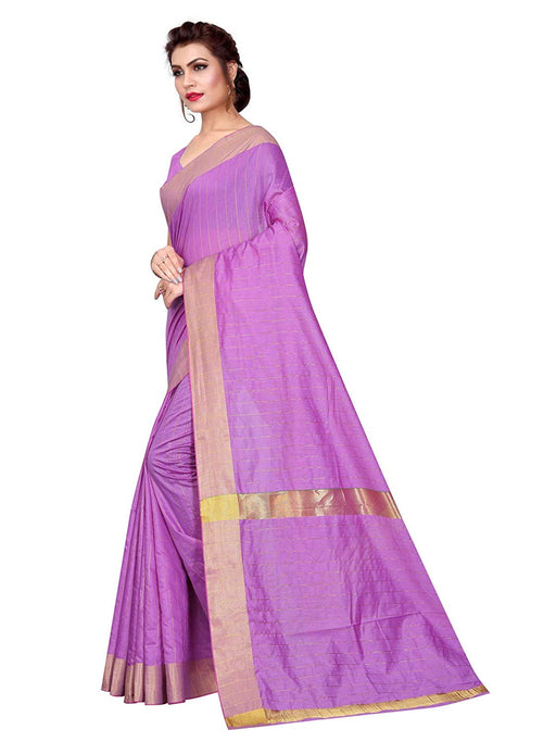 Violet Color Cotton Silk Saree