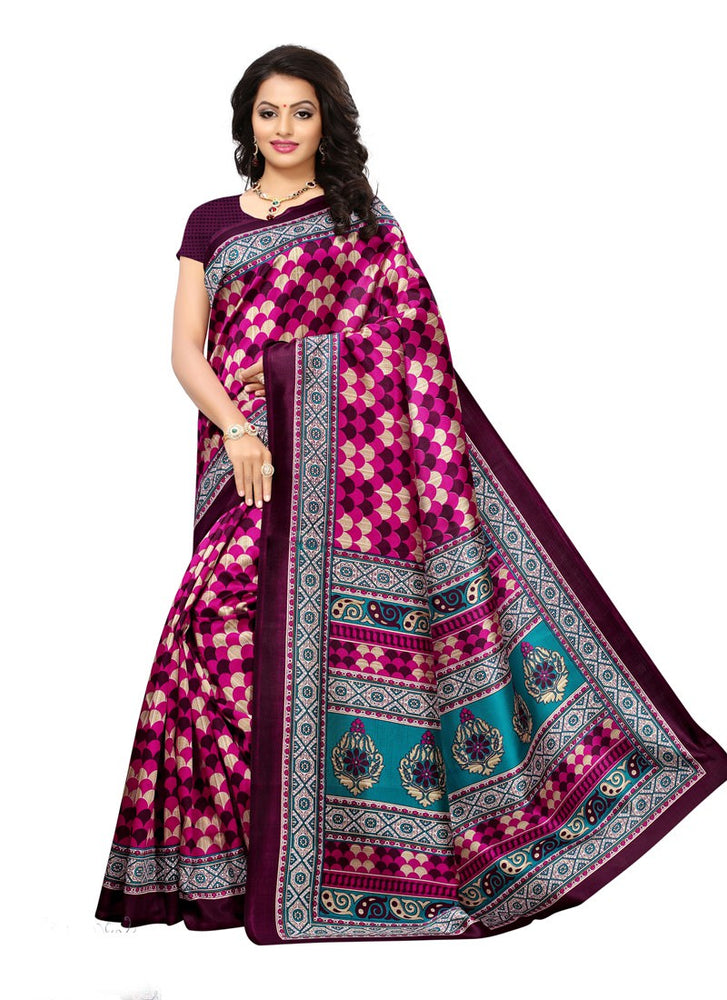 Pink, Multi Color  Poly Silk Saree only in Bigswipe