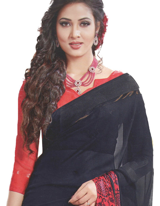 Georgette Digital Saree With Blouse-Navy Blue only in Bigswipe