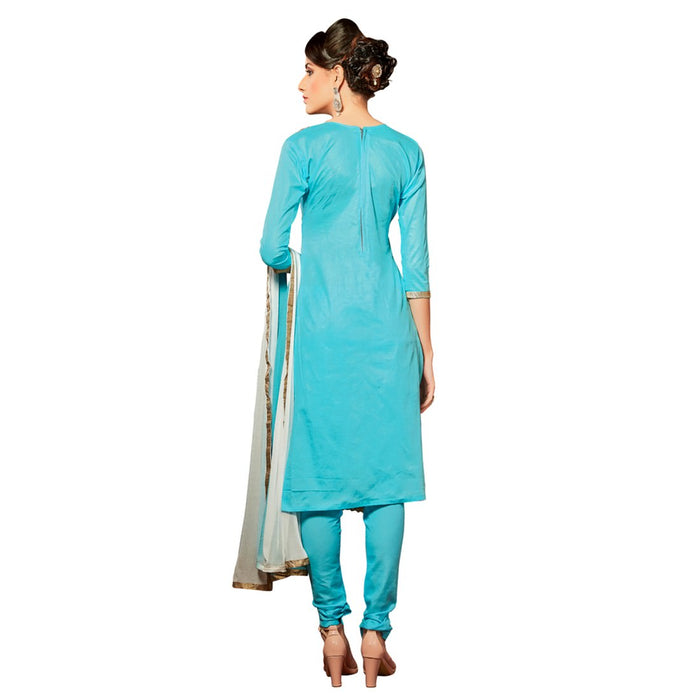 Glaze Cotton Fabric Sky Blue Color Dress Material only in Bigswipe