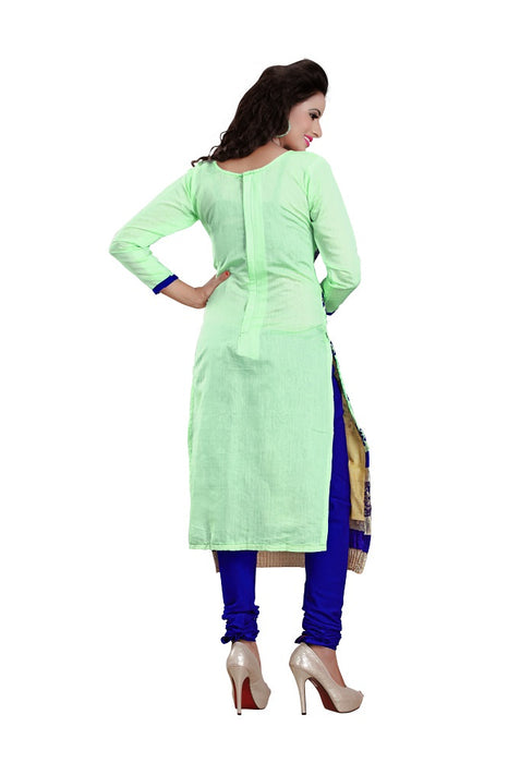 Womens Designer Light Green Chanderi Partywear Salwar Suit Dress Material For Womens