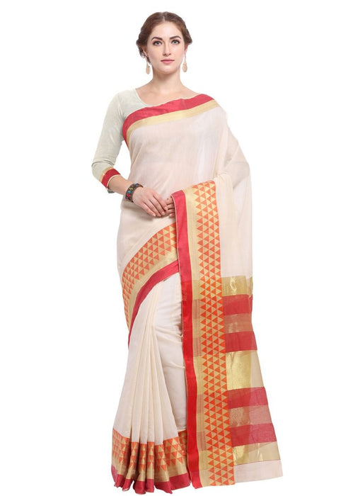 Off White Color Cotton Silk Saree only in Bigswipe