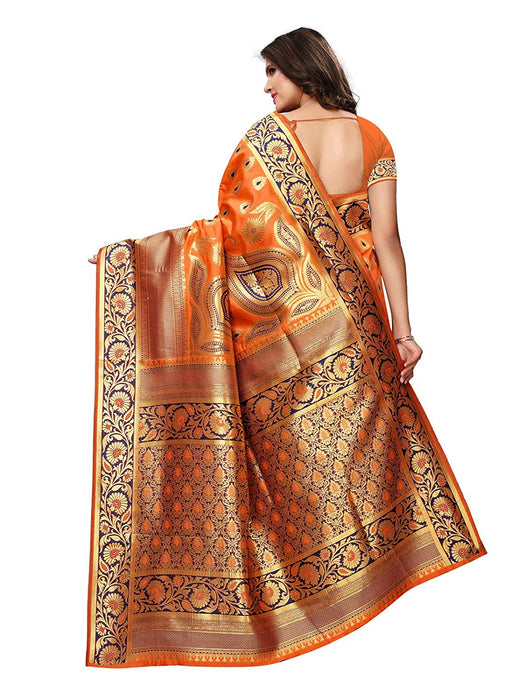 Orange Color Poly Silk Saree only in Bigswipe