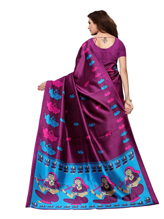 Purple, Blue, Multi Color Poly Silk Saree