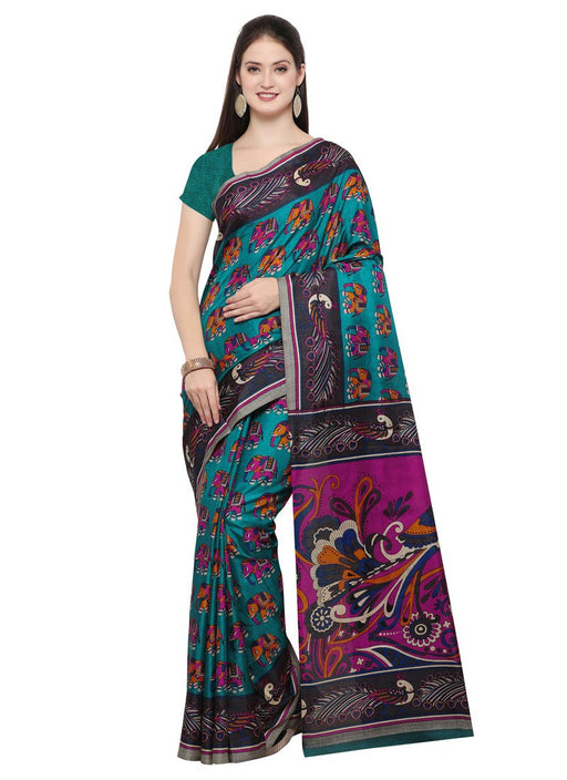 Blue,Multi Color Tussar Silk Saree only in Bigswipe