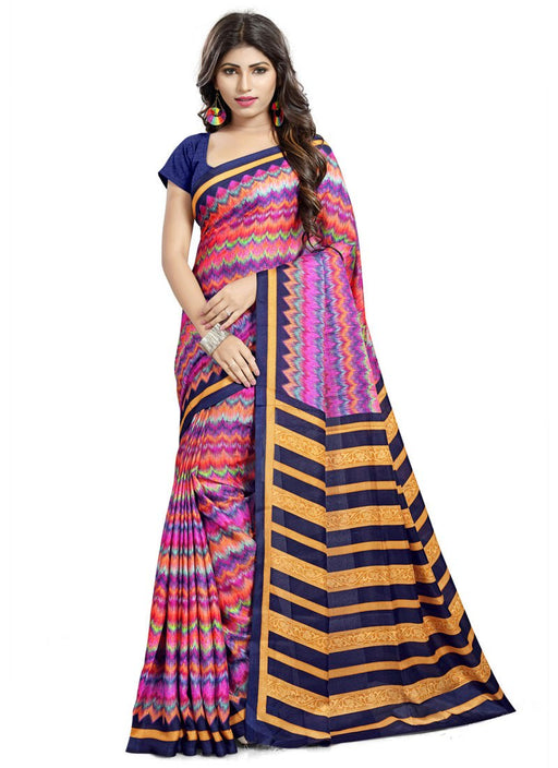 Navy Blue, Multi Color Pashmina Saree only in Bigswipe