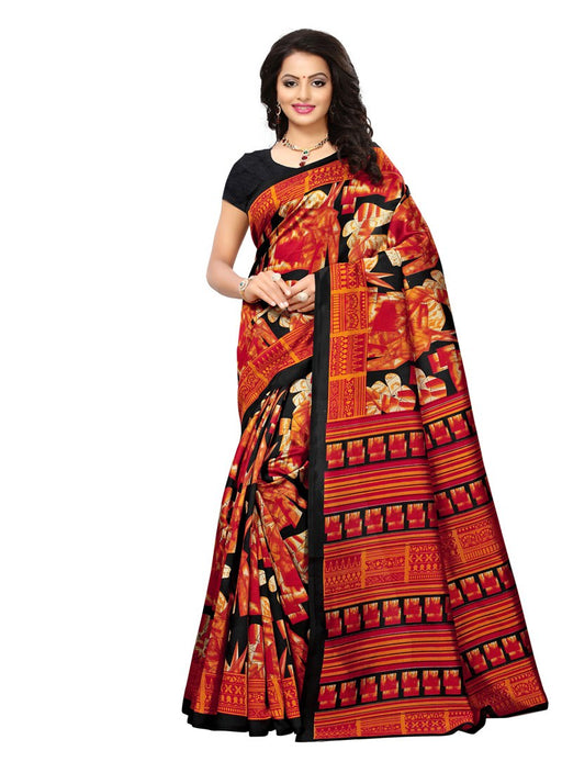 Orange, Black Color  Poly Silk Saree only in Bigswipe