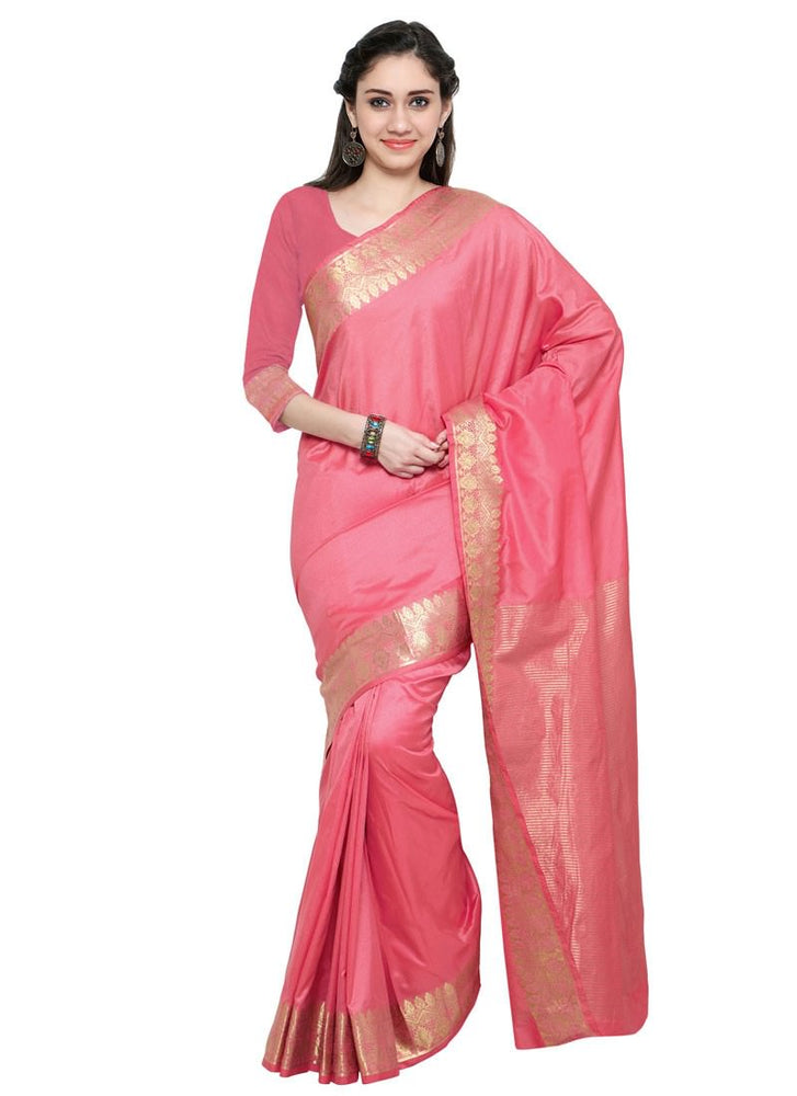 Pink Color Chanderi Cotton Saree only in Bigswipe