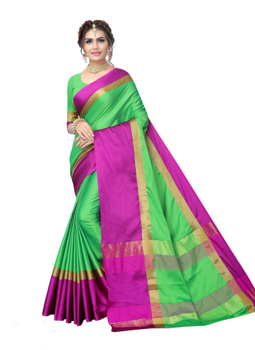 Green, Pink Color  Poly Silk Saree only in Bigswipe