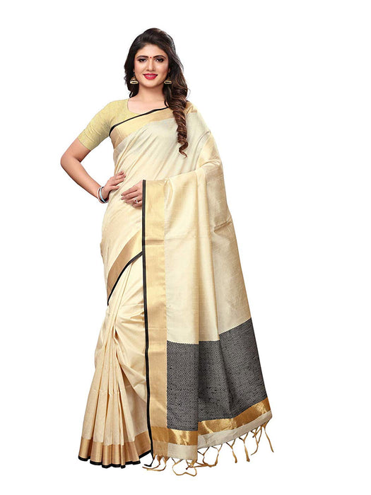 Beige Color Tussar Silk (Art Silk) Saree only in Bigswipe