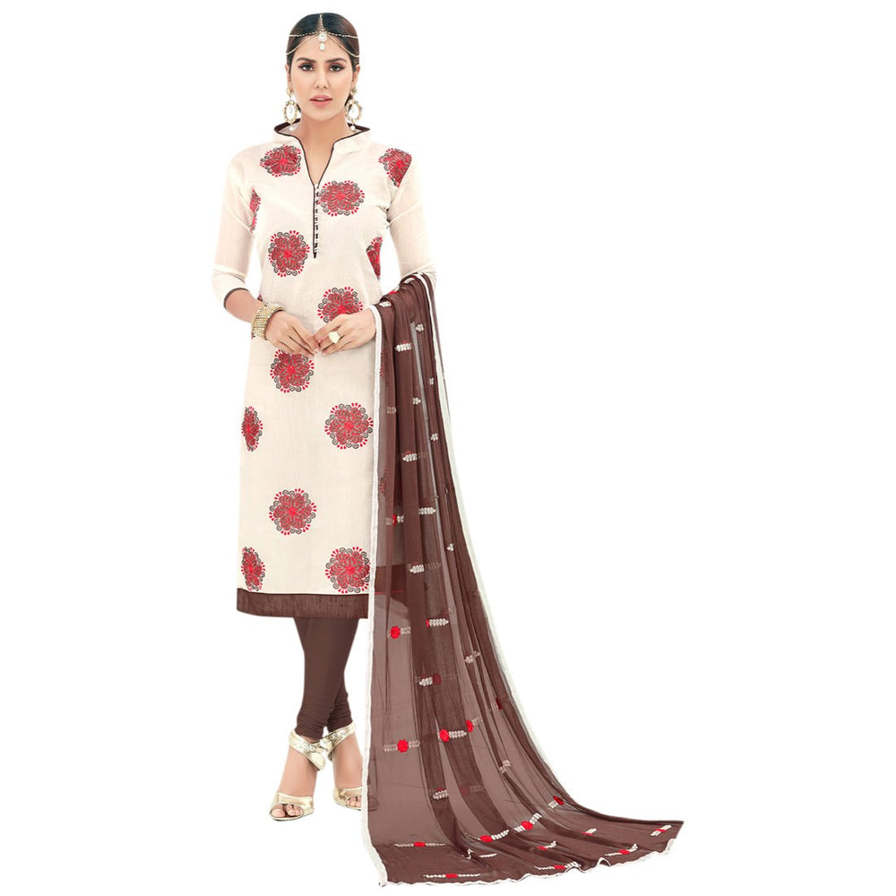 Chanderi Fabric Off White Color Dress Material only in Bigswipe