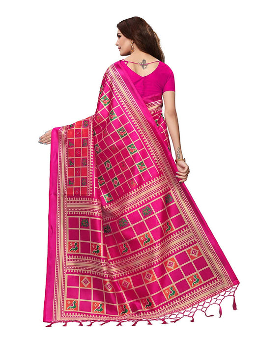 Pink, Multi Color Poly Silk Saree only in Bigswipe