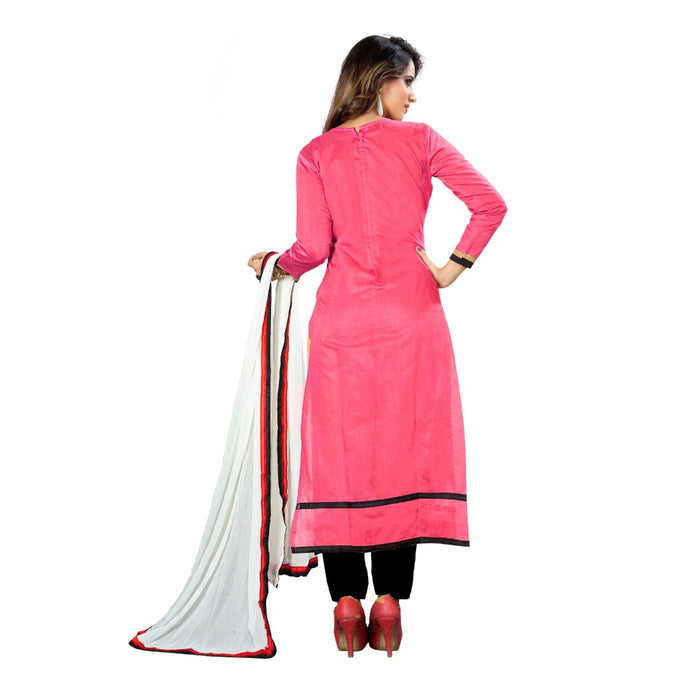 Chanderi Fabric Pink Color Dress Material only in Bigswipe