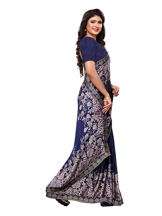 Navy Blue, Violet Color Crepe Georgette Saree only in Bigswipe