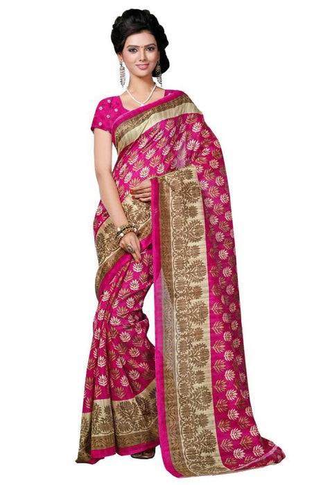 Printed Bhagalpuri Art Silk Saree only in Bigswipe