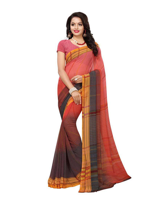 Pink, Multi Color  Georgette Saree only in Bigswipe