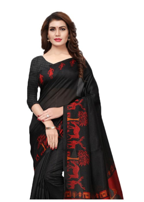 Black, Red, Multi Color Kashmiri Silk (Art Silk) Printed Work Saree only in Bigswipe