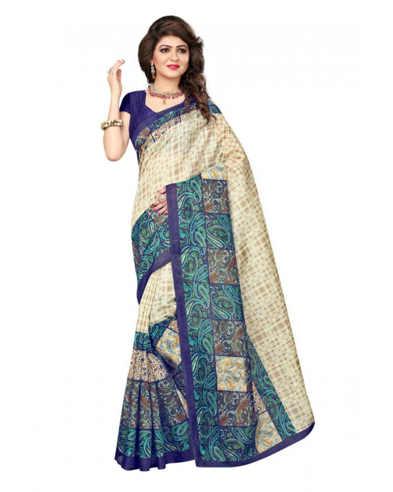 Printed Bhagalpuri Art Silk Multicolor Saree only in Bigswipe