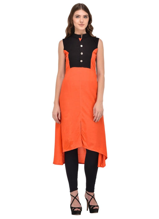 Black,Orange Color Buttons Rayon Kurti only in Bigswipe