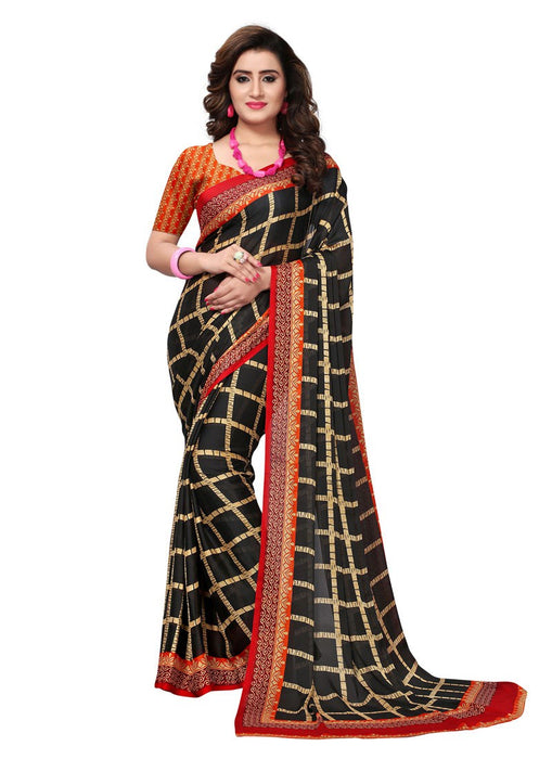 Black, Beige, Red Color  Georgette Saree only in Bigswipe