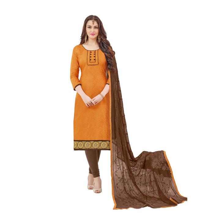 Cotton Jacquard Fabric Mustard Color Dress Material only in Bigswipe