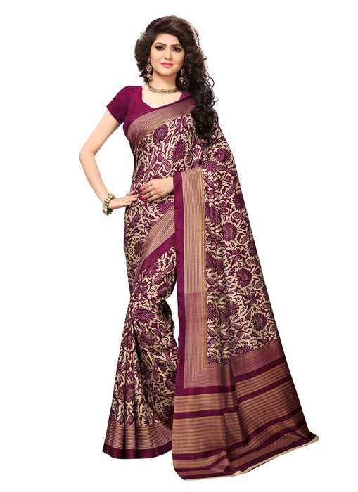 Magenta, Beige Color  Art Silk (Vichitra Silk) Saree only in Bigswipe