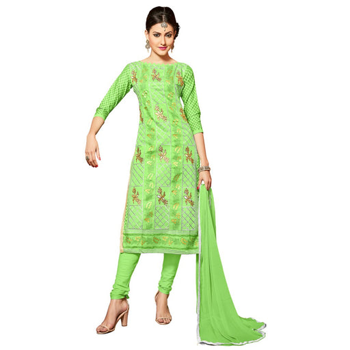 Glaze Cotton Fabric Green  Color Dress Material only in Bigswipe