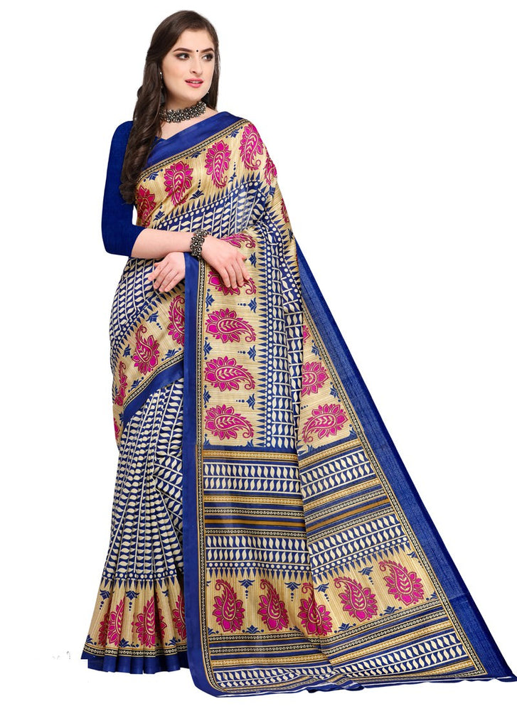 Blue, Multi Color  Poly Silk Saree only in Bigswipe