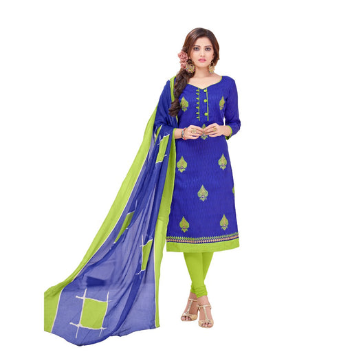 Cotton Jacquard Fabric Blue Color Dress Material only in Bigswipe