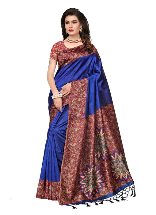 Blue, Multi Color Poly Silk Saree only in Bigswipe