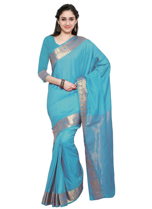 Blue Color Chanderi Cotton Saree only in Bigswipe