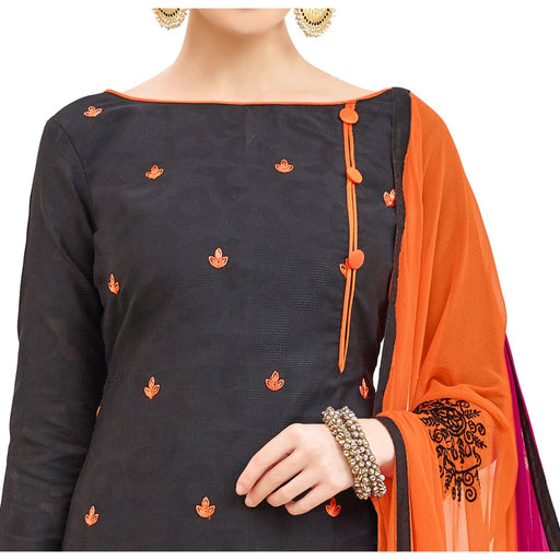 Cotton Jacquard Fabric Black Color Dress Material only in Bigswipe