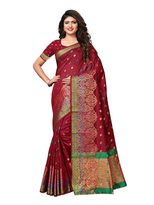 Maroon Color Chanderi Silk Saree only in Bigswipe