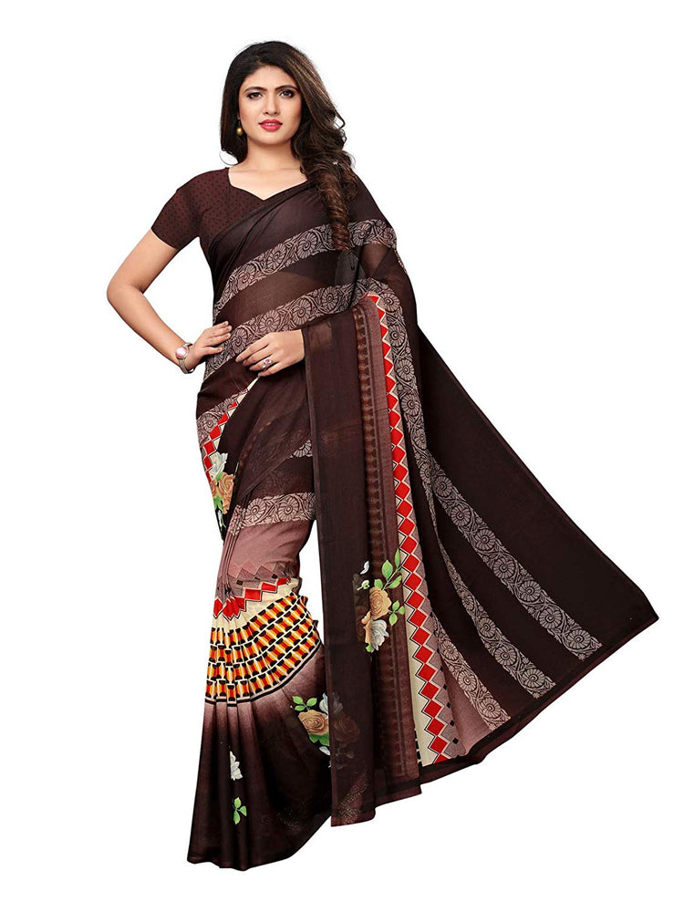 Brown, Multi Color Georgette Saree only in Bigswipe