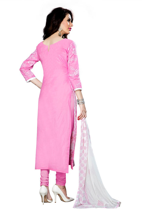 Womens Designer Light Pink Cotton Partywear Salwar Suit Dress Material For Womens